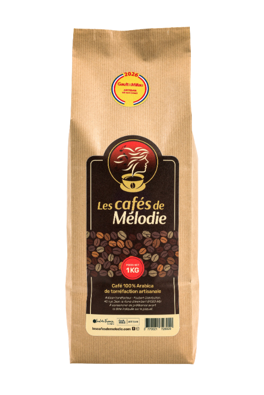 Café moulu les cafés de Mélodie paquet 1kg de face